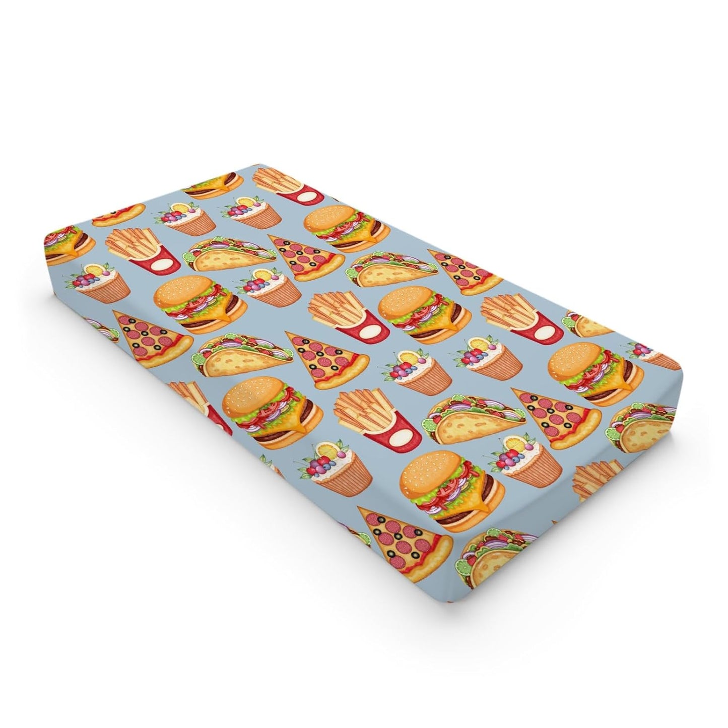 Cute Burger French Fries Cupcake Pizza Baby Changing Table Pad Covers for Baby Boys or Girls 32''x16'' Unisex Fitted Diaper Changing Table Cover Comfort Soft Breathable Nursery Changing Table Mats