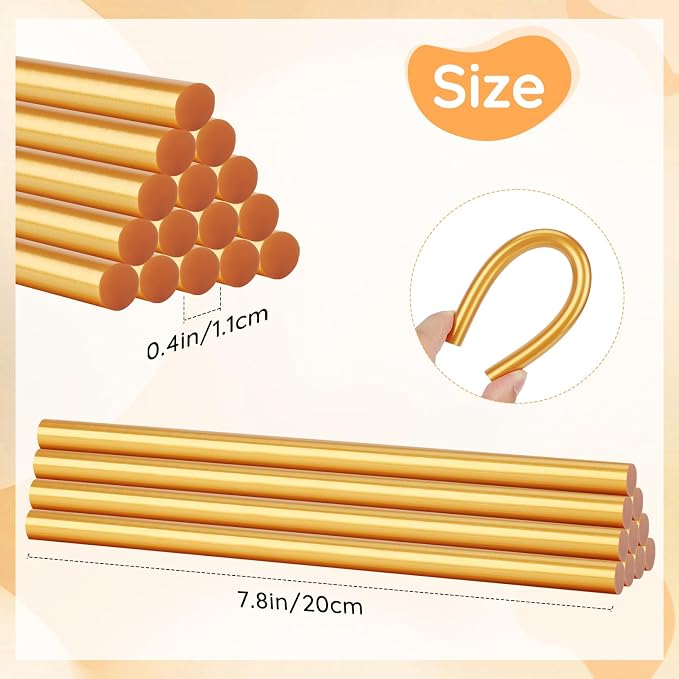 72 Pack Metallic Gold Hot Glue Sticks, Wedding Cards, Decoration, Car Dent
