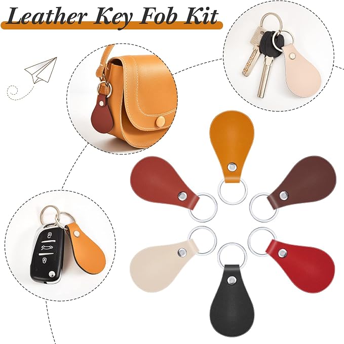Taiyin 30 Pcs Leather Key Fob Kit