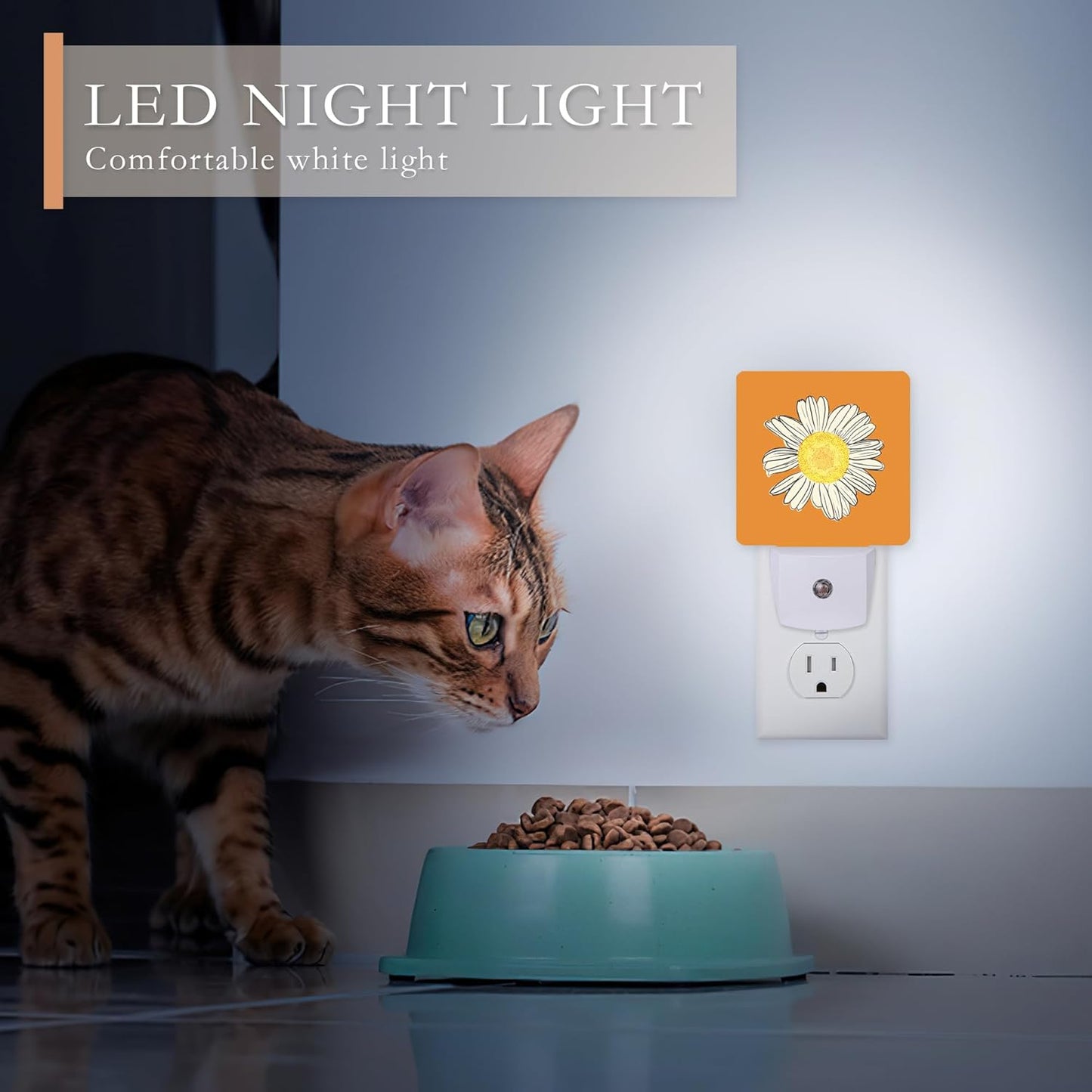 Daisy Night Lights Plug into Wall,Chamomile Night Light with Dusk to Dawn Sensor Night Light for Kid Girls Boys Women Men Room Decor,Hallway,Kitchen,Bathroom,Nursery,Stairs