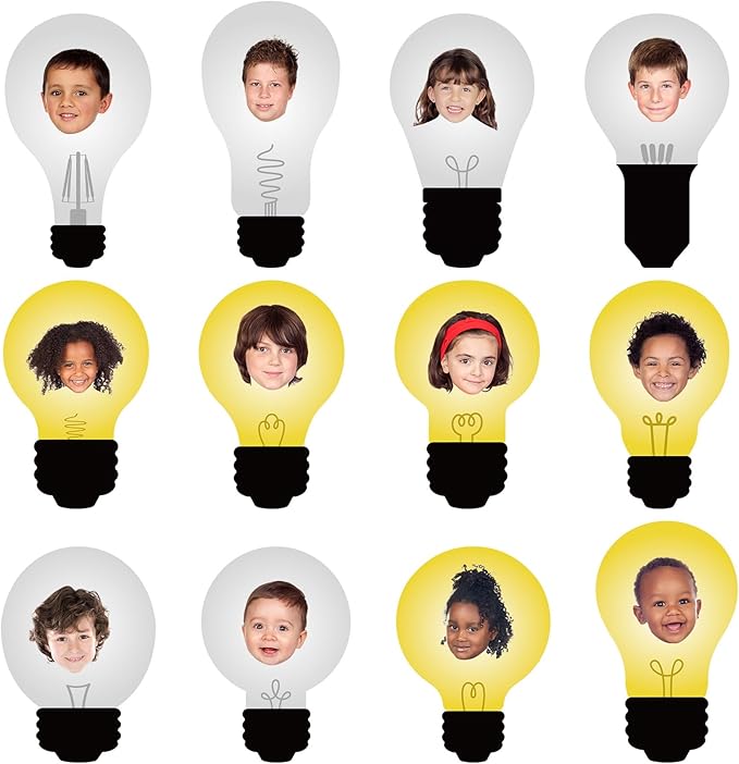 60PCS Classroom Light Bulb Cutouts Back to Schol Light Bulb Bulletin Board