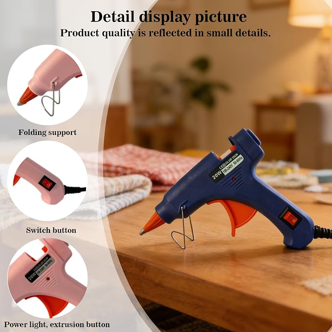 6 Pack Mini Hot Glue Gun Set for Classroom & Group Crafts, 3 Pink + 3 Blue Low