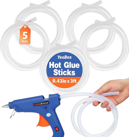 5 Rolls Hot Glue Sticks, Full Size 3 FT Long x 0.43" Diameter Glue Sticks