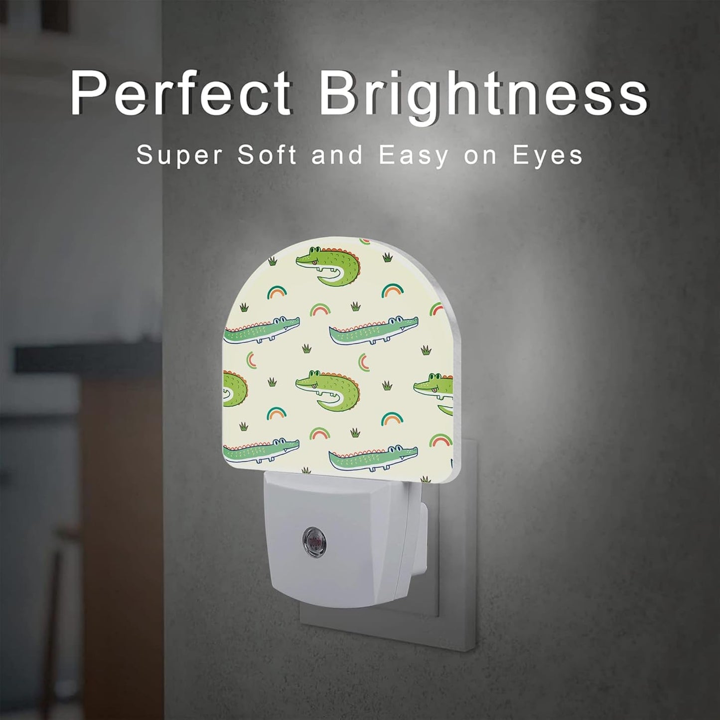 Cute Cartoon Crocodiles Night Light, Childish Crocodiles Dusk to Dawn Night Light Plug in,0.5w Energy Saving Sleep Friendly Nightlights for Kids Boys Girls Home Decor