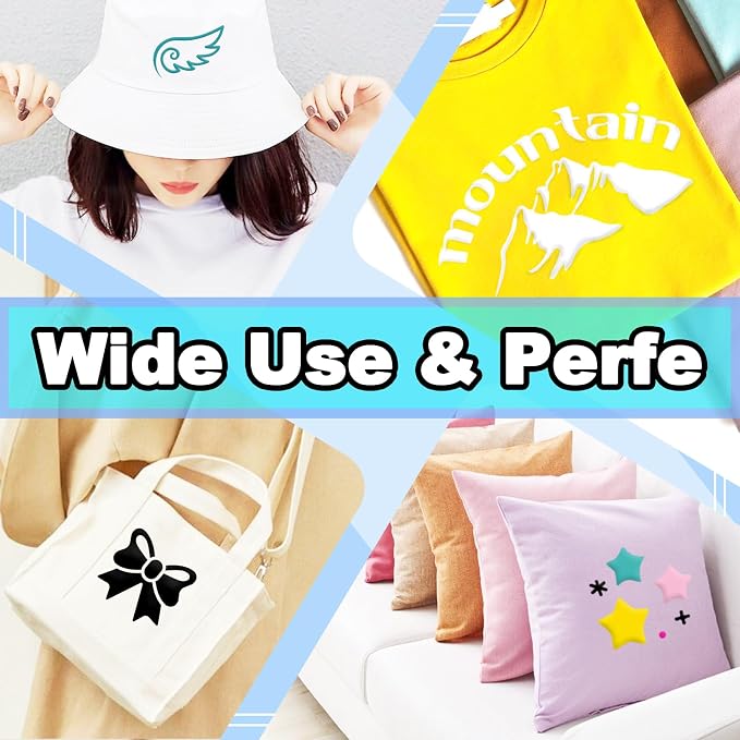 White Puff 3D Heat Transfer Vinyl, 3D Raised Puffy Heat Transfer Vinyl Easy to