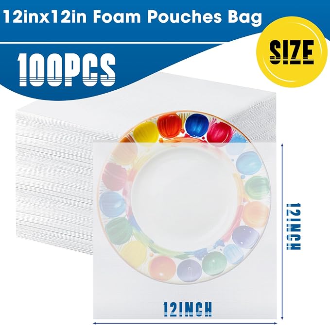 EPHECH 100PCS 12" x 12" Cushion Foam Pouches