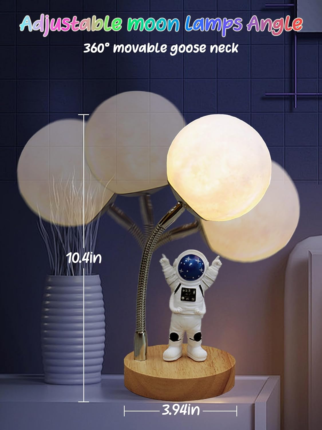 Moon Lamp for Kids,Astronaut Light 7 Color Space Night Light,3D Moon Light Nursery Bedroom Space Themed Decor Table Lamp,Birthday Gifts for Boys Girls