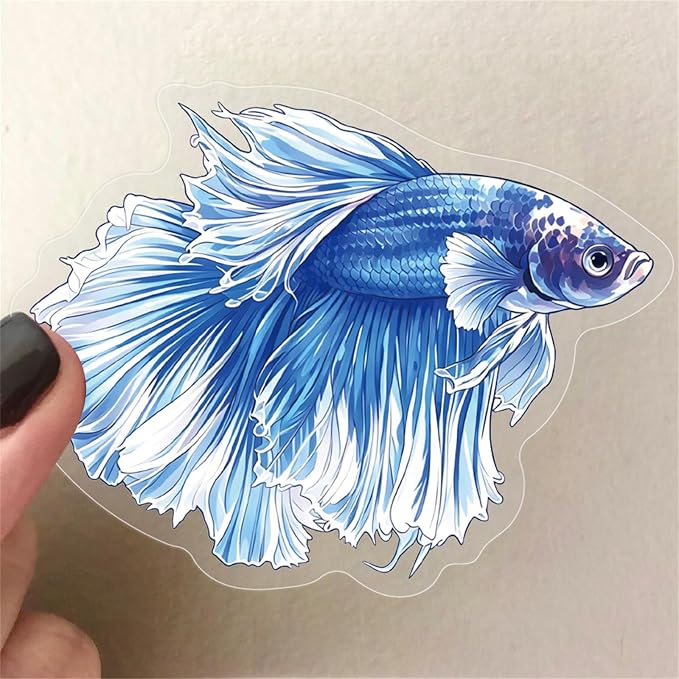 Clear PET Peacock Fish Sticker, Colourful-C16,