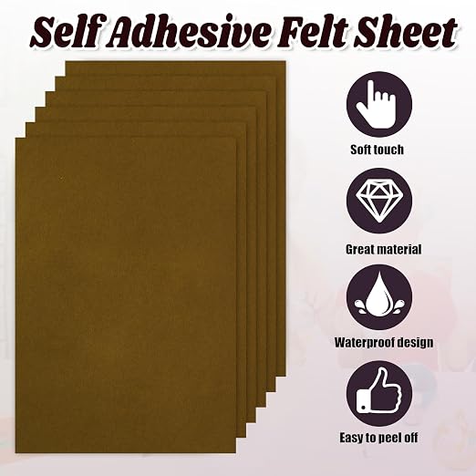 Biaungdo Brown Self Adhesive Felt Sheets, 8 x 12 Inch, Felts Fabric