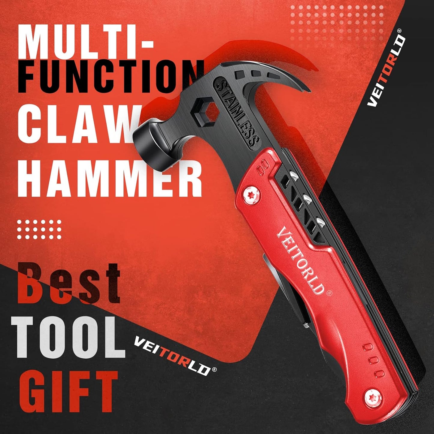 VEITORLD Christmas Stocking Stuffers, Gifts for Men Dad Women, Anniversary Birthday Gifts Ideas for Him Husband, All in One Tools Hammer Multitool, Unique Fishing Hunting Tools Gifts