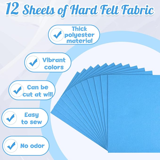 NEBURORA 12 Pcs 2mm Thick Stiff Felt Sheets