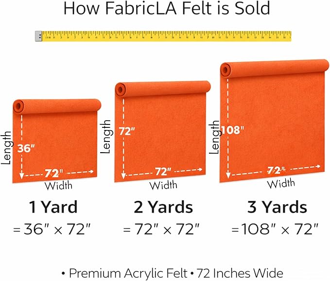 FabricLA Felt Fabric 72" Wide 1.6mm Thick Acrylic Felt by The Yard