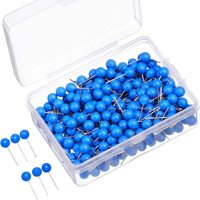 WILLBOND 500 Pack Map Push Pins Map Tacks Small Round Head Push Pins Thumb Tacks
