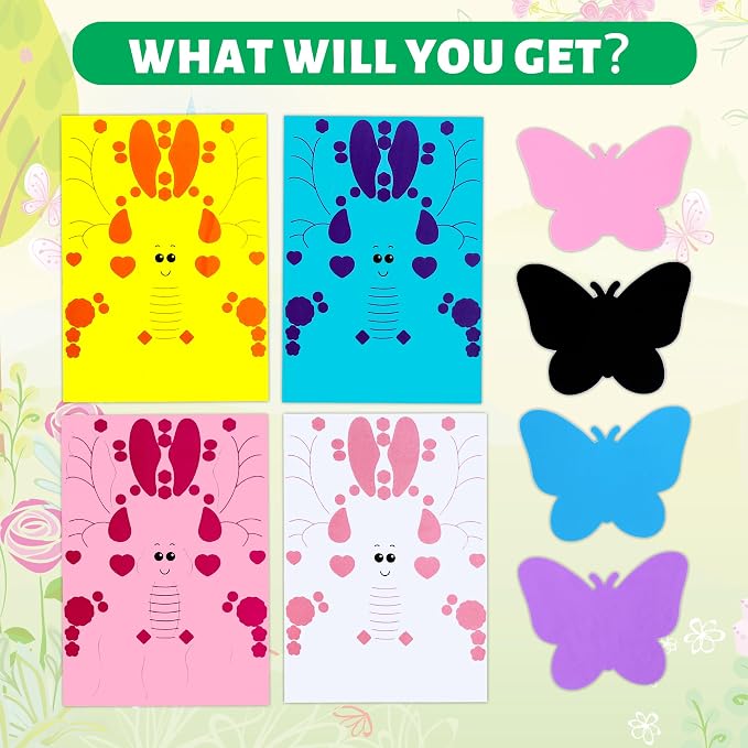 VKPI 4 Butterflies Foam Art Crafts Gift Kit, Creative Make Your Own Butterflies