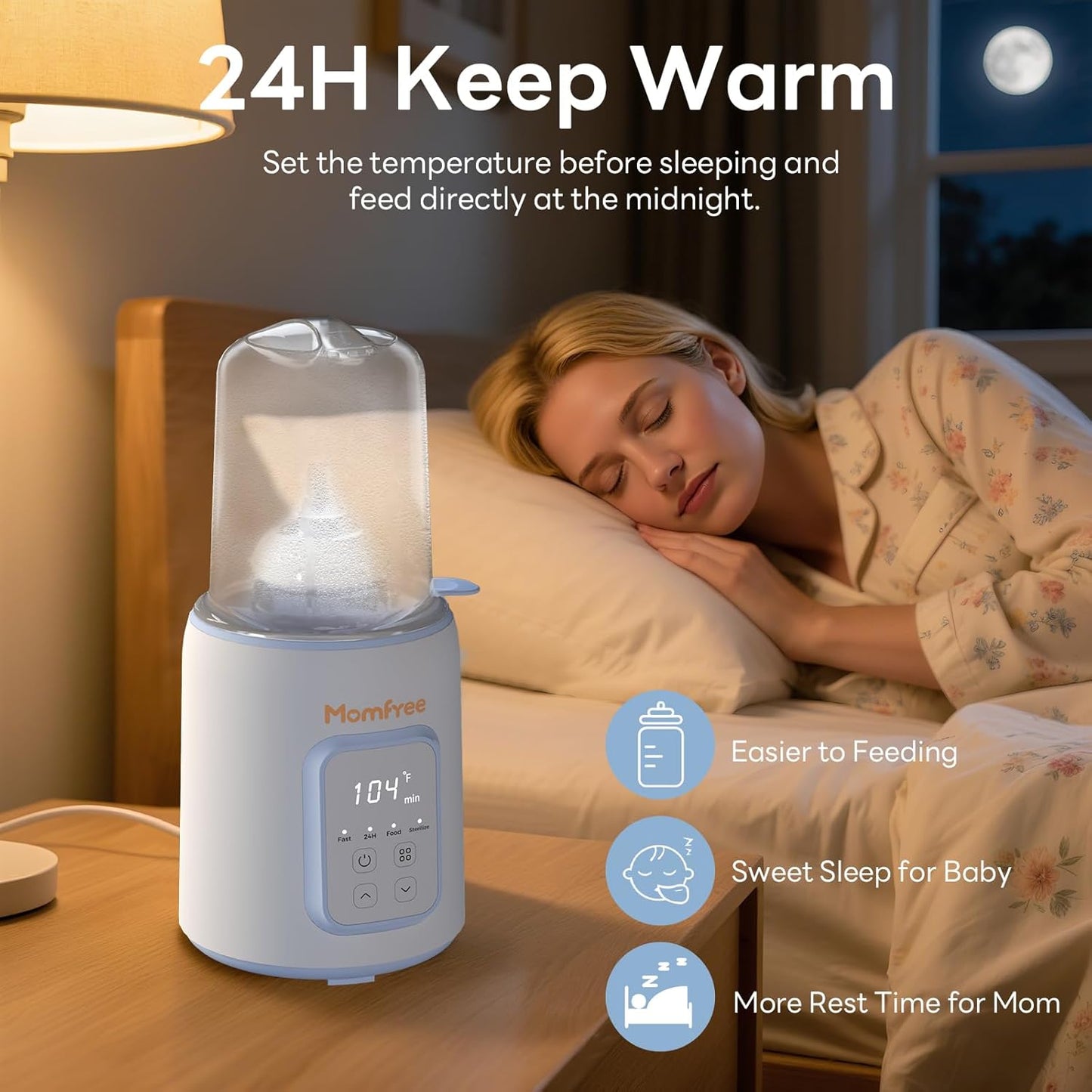 Baby Bottle Warmer, 8-in-1 Fast Bottle Warmer for Breastmilk and Formula,Feeding Baby Essentials at Home Use, Milk Warmer for New Born Baby Bottles(Blue)