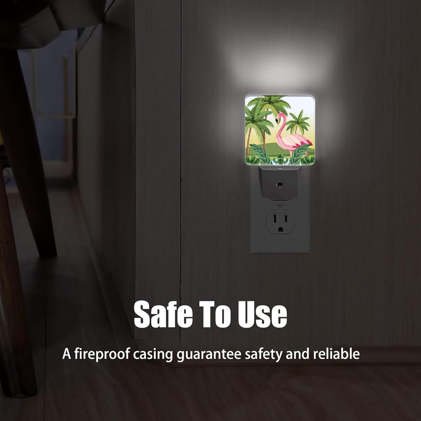 Tropical Flamingo Cartoon Night Light, Dusk to Dawn Smart Sensor Nightlight for Bedroom Bathroom Kitchen Hallway Stairs Hallway, Plug-in, Energy Efficient Decor Desk Lamp Gifts