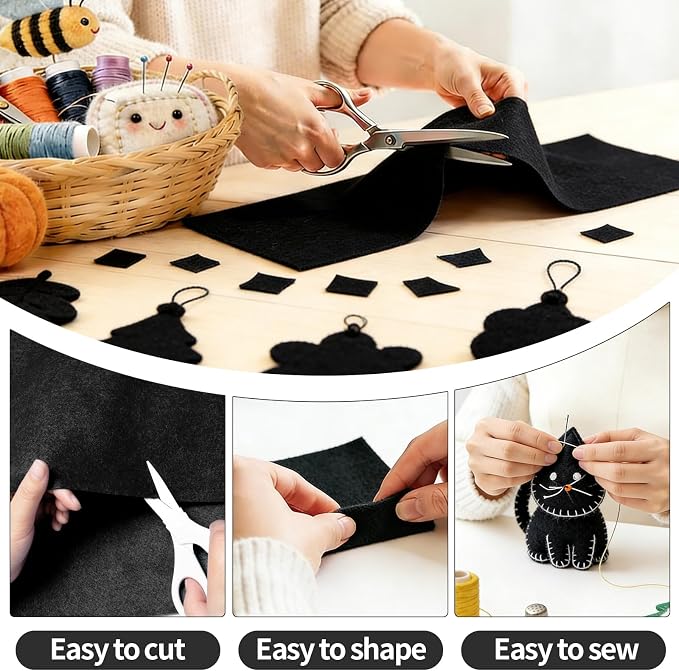 Black Fabric Sheet 36" X 36", 1.4mm Thick Large Soft Durable Flexible Craft