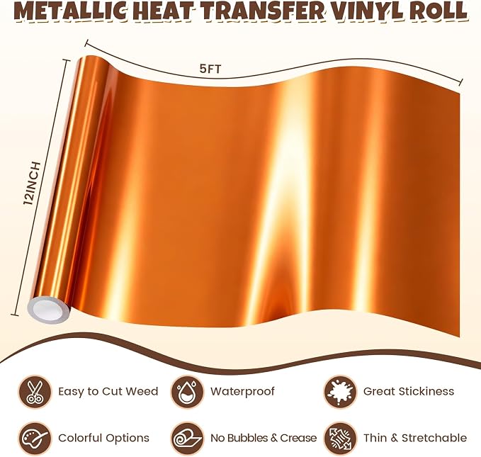Orange Metallic Foil Heat Transfer Vinyl
