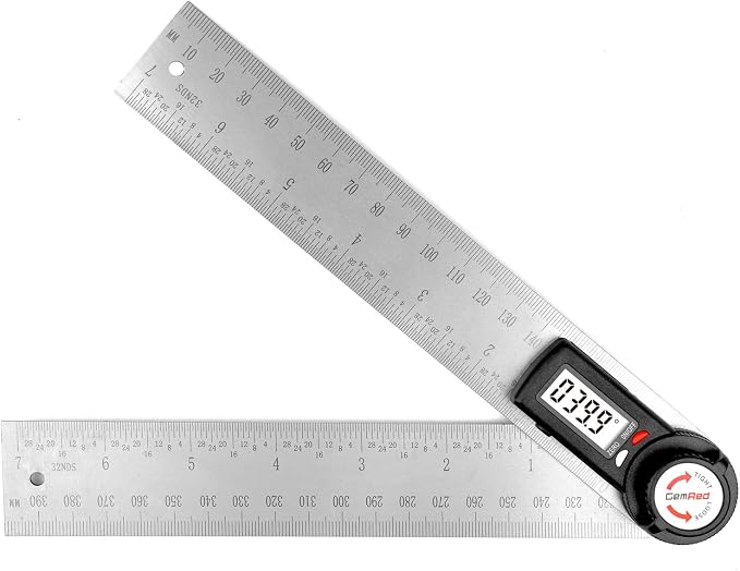 GemRed 82305 Digital Angle Finder Protractor-Stainless steel | white&red button