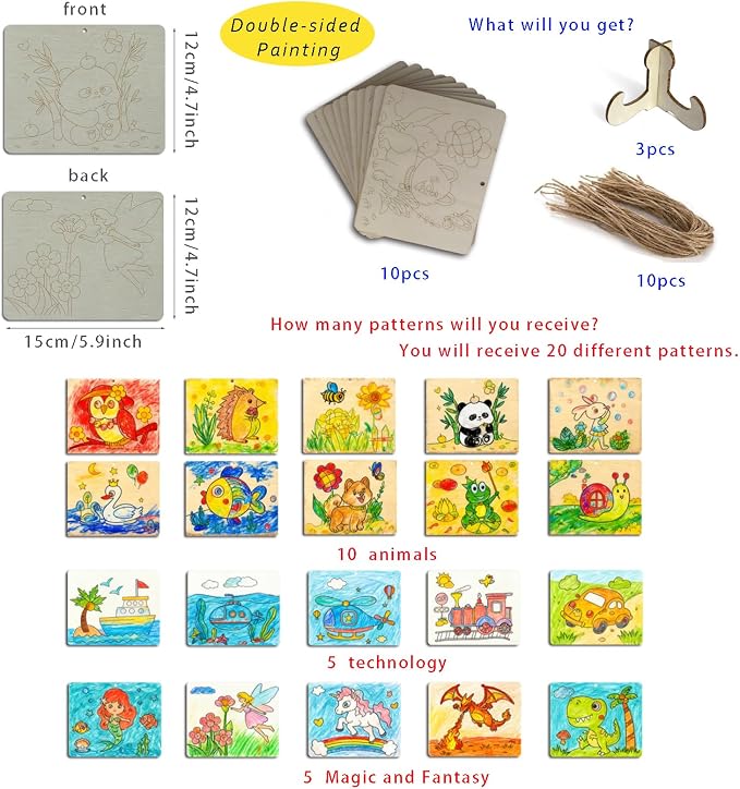 10pcs Wooden Ornaments to Paint