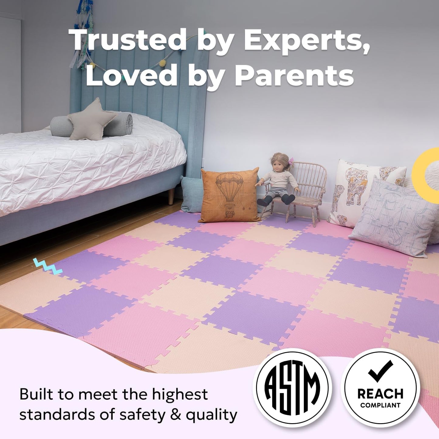 MioTetto Baby Play Mat, Soft Foam Floor Tiles for Kids. Adjustable Interlocking Foam Tiles, Fits with 74x74 Playpen Baby mat for Crawling & Development, Safe & Non-Toxic Playmat for Babies 6-12 Months