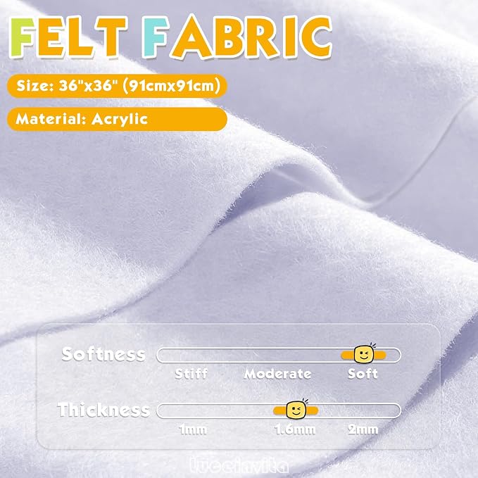 White 36" X 36" Felt Fabric Sheet