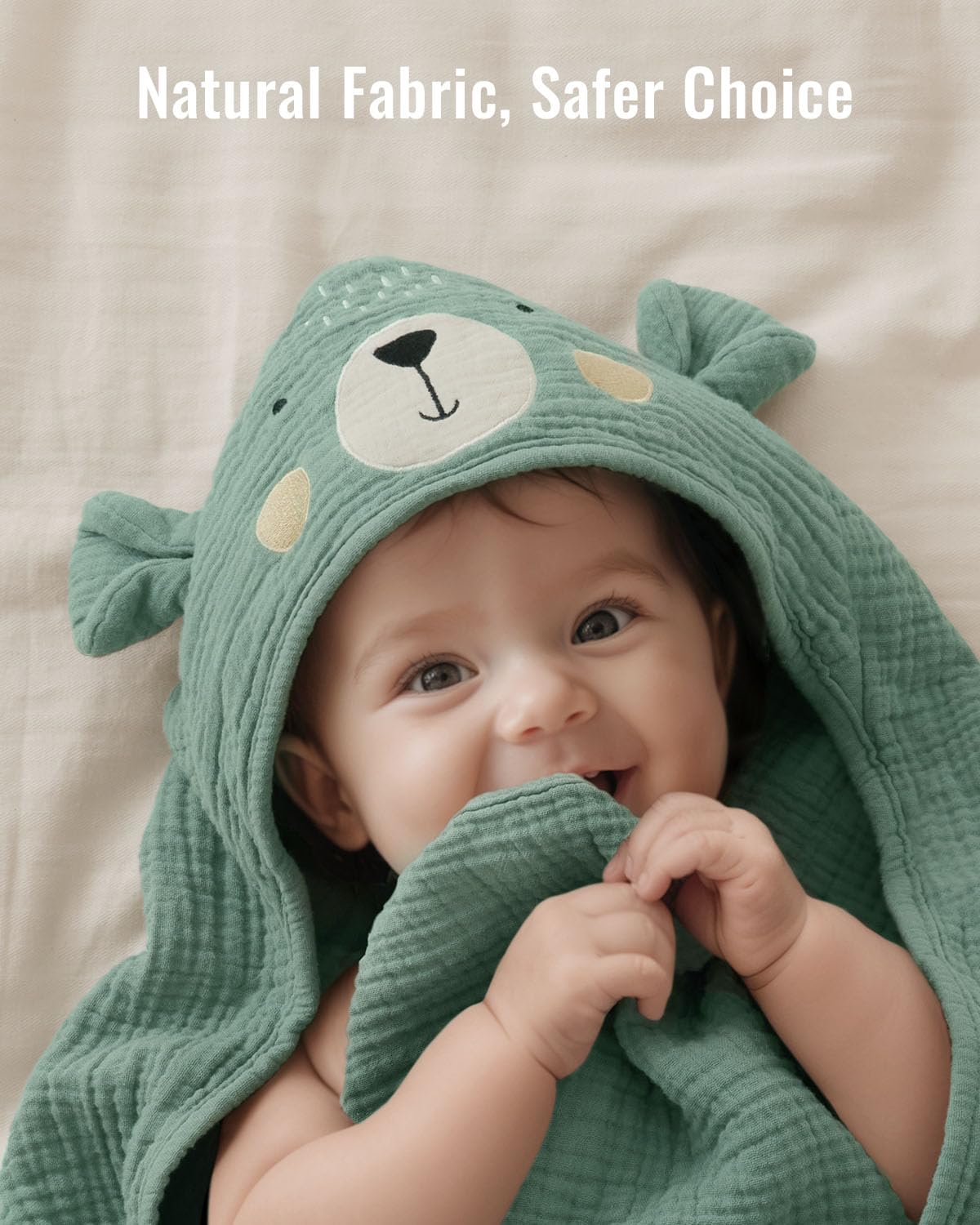 Blissful Diary Muslin Baby Hooded Towel 2 Pack, Soft & Absorbent Bath Towel for Infant, Toddler, Unisex, Baby Gift, Newborn Essentials, Bear & Duck
