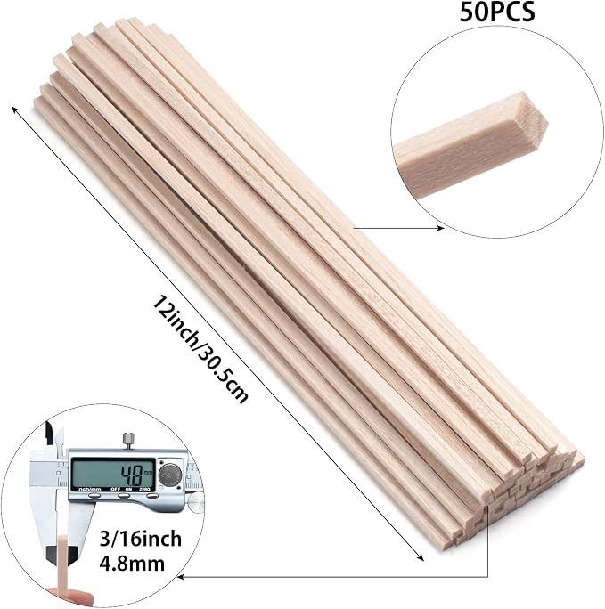 Balsa Wood Sticks, Balsa Wood Strips, Square Wooden Dowels