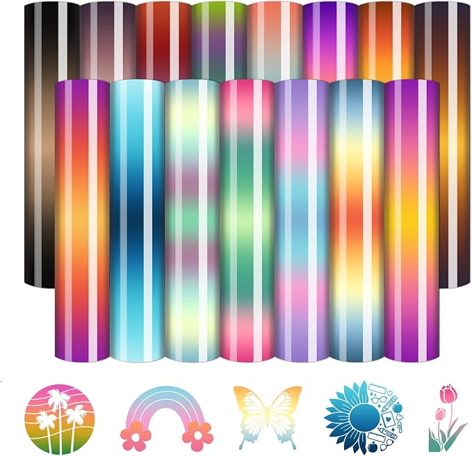 Gradient HTV Heat Transfer Vinyl 15 Sheets 12×10in Iron on Vinyl | Ombre