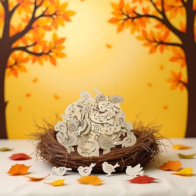 50Pcs Holiday Crafting Supplies and DIY Handmade Ornaments, Natural Unfinished