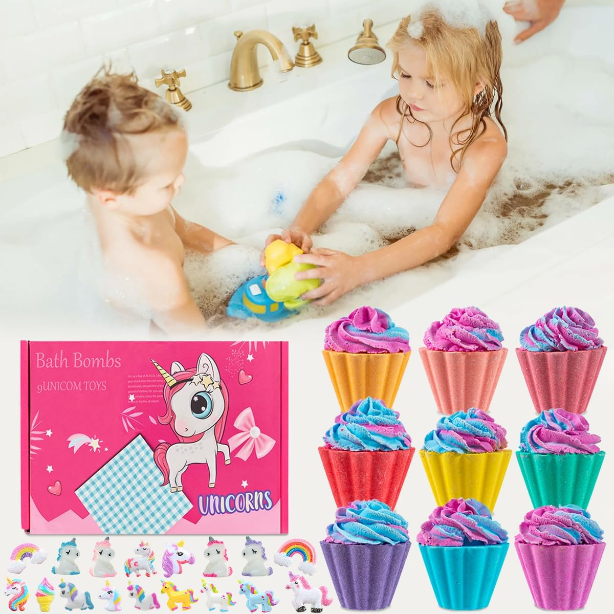 Bath Bombs for Kids with Surprise Unicorn Inside, 20 Kids Bath Bombs Gift Set, Handmade Bubble Bath Fizzes Bomb for Chrildren Birthday Christmas and Party Favor Christmas Gifts Set for Girls