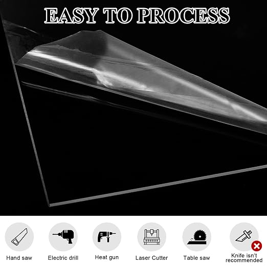 Roowest 6 Pcs 12 x 24 Inch, 1/8 Inch Clear Acrylic Sheet Plastic Sheet Cut to