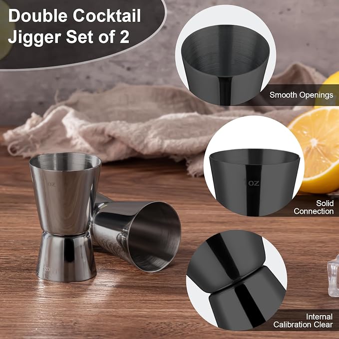 Briout Jigger for Bartending, Flat Edge Black