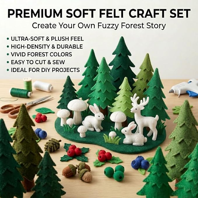 Green Felt Fabric Sheet 8" X 36", 1.6mm Thick 8 Pack 4 Colors Assorted | Soft