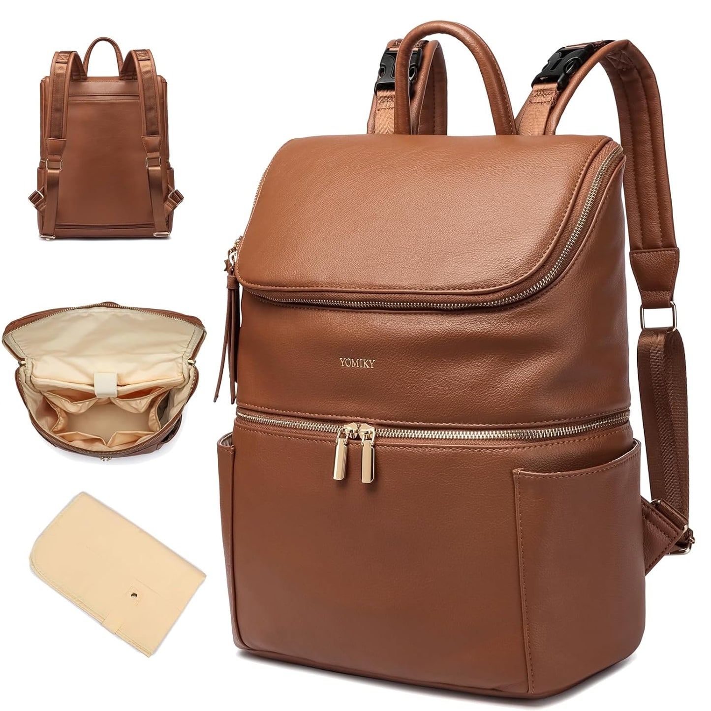 Leather Diaper Bag Backpack for Boy Girl Twins, Toddler Diaper Bag with Multiple Pockets, Cooler Compartment