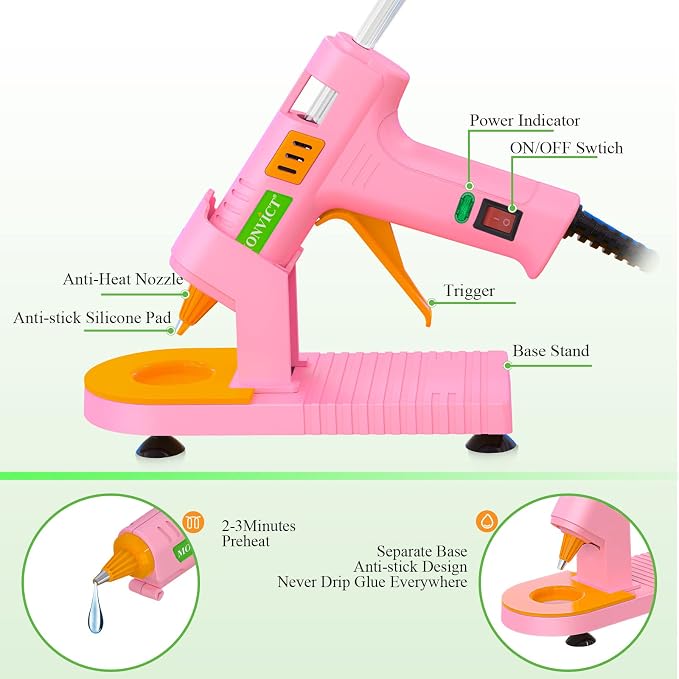 MONVICT Pink Hot Glue Gun Kit, Mini Glue Gun