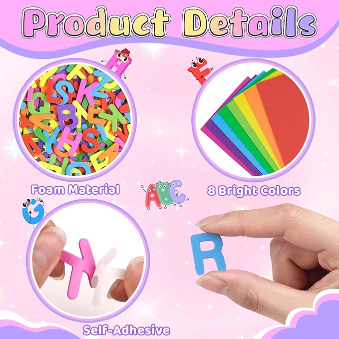 1312 Pcs Foam Letter Stickers, Self-Adhesive EVA Alphabet Stickers Small 1 Inch