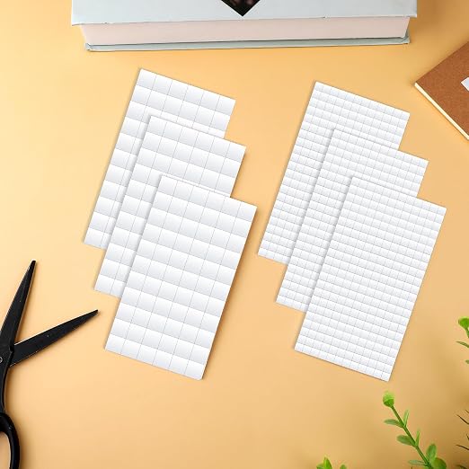 Lusofie 1320Pcs Square Foam Sided Adhesive Sticker Set 3D Pop White 2-Side Foam