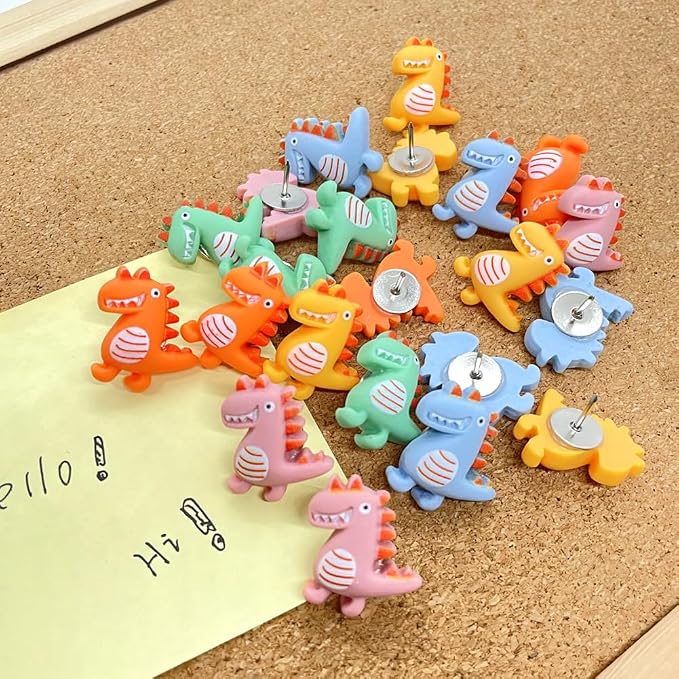 30 pcs Cute Dinosaur Decorative Push Pin Animal Thumbtack Photo Memo Note