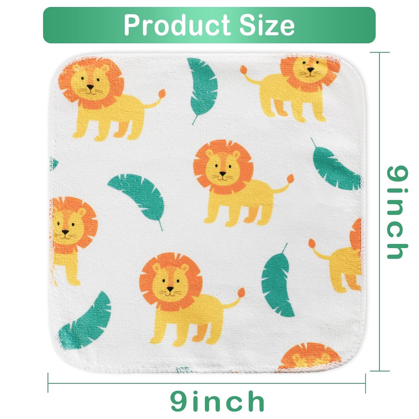 Baby Washcloths, 24Pack Baby Wash Cloths Extra Soft & Ultra Absorbent, Baby Towels and Washcloths Face Towels for Unisex Boys Girls Body, Washclothes Gentle on Sensitive Skin, 9x9 Lion
