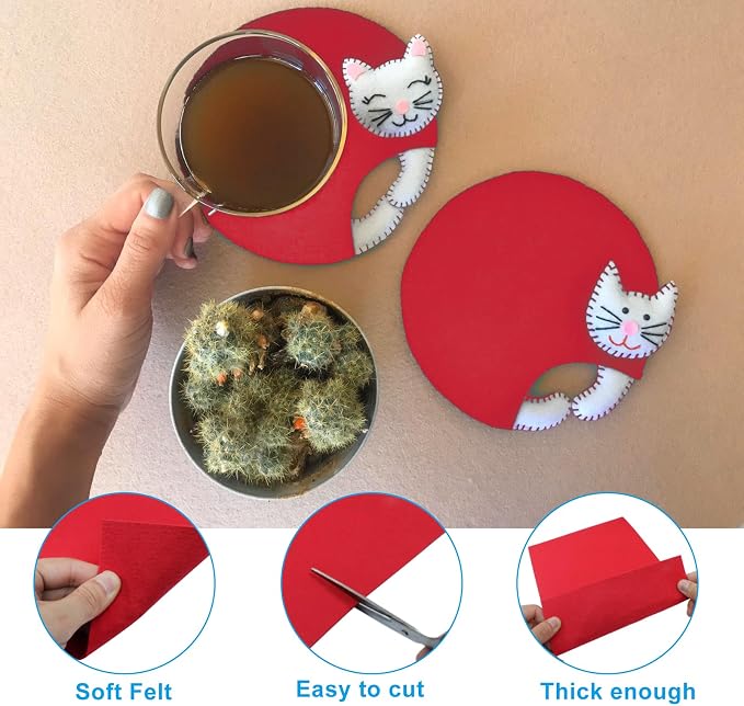6 Pcs, 8 x 12 Inch Red Felt Sheets