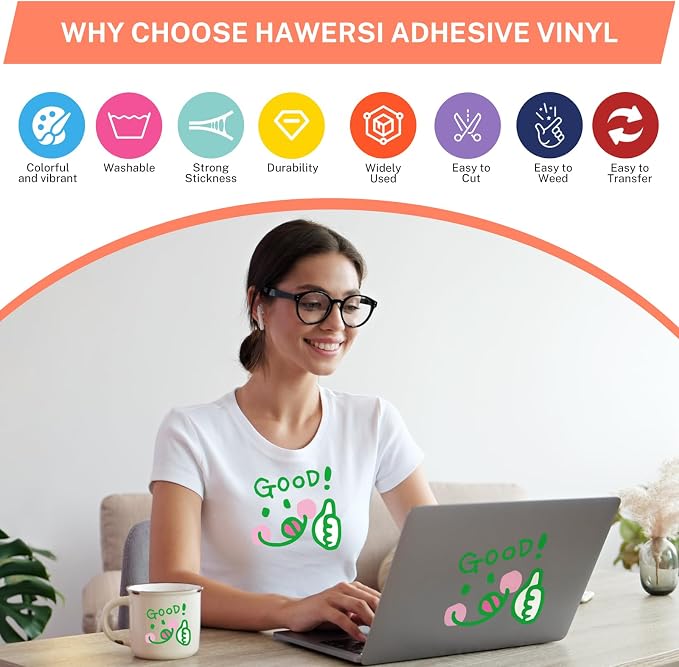 Permanent Adhesive Vinyl for Cutting Machine, 72 Sheets 8.5" x 12" Material