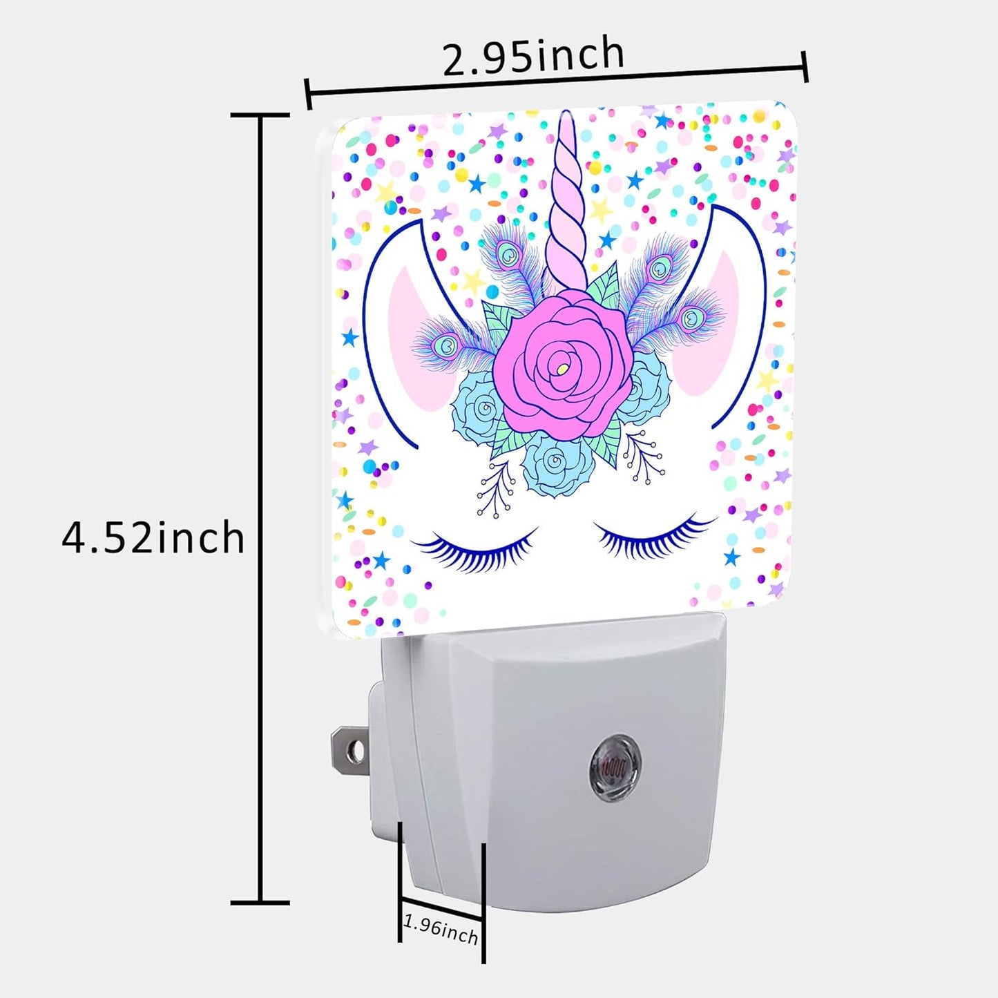 Night Light for Kids Girls Boys, Unicorn Head with Wreath LED Night Light Plug into Wall with Dusk to Dawn Sensor for Room Decor, Hallway, Kitchen, Bathroom, Nursery, Stairs