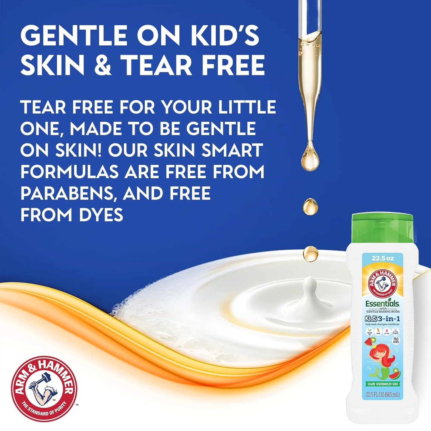 Arm & Hammer 6 Pack Essentials Kids Body Wash - 3-in-1 Watermelon Kiwi 22.5oz - Non Toxic Kids Shampoo and Body Wash And Conditioner