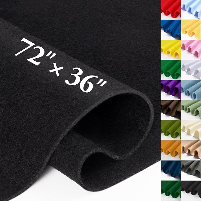 Black Fabric Sheet 72" X 36", 1.4mm Thick Large Soft Durable Flexible Craft