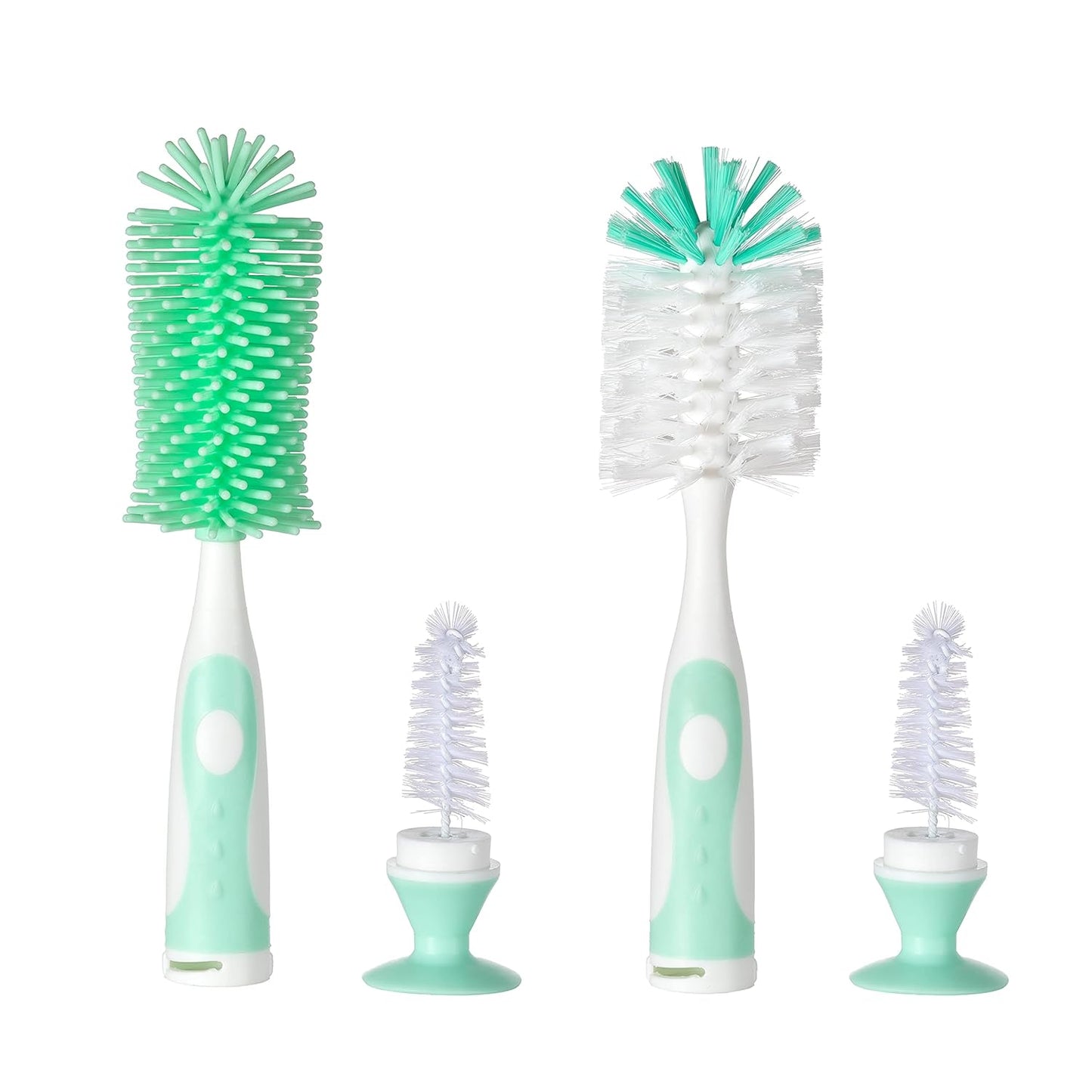 Chemimoso Multifunctional Cleaning Brush, Baby Bottle Brush, Bottle Brush Cleaner, Rotate The Suction Cup to Obtain The Small Bristle Brushes, Set Z, Green, Silicone and Nylon Brush