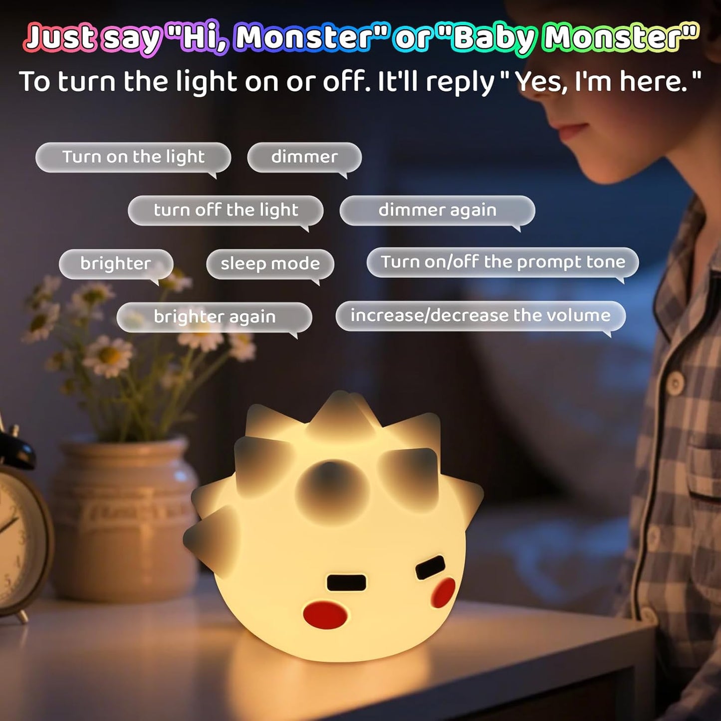 Night Light for Kids, Silicone Touch Night Light for Baby Nursery, Voice-3-Level Warm Light Adjustment Portable Nursing Room Light, Rechargeable Nightlight for Girls and Boys Bedside Gift