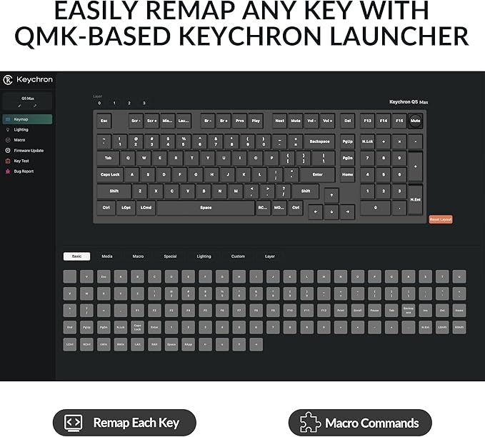Keychron Q5 Max Wireless Custom Mechanical Keyboard, 2.4 GHz Bluetooth QMK Full Aluminum 96% Layout RGB with Hot-swappable Gateron Banana Switch Compatible with Mac Windows Linux