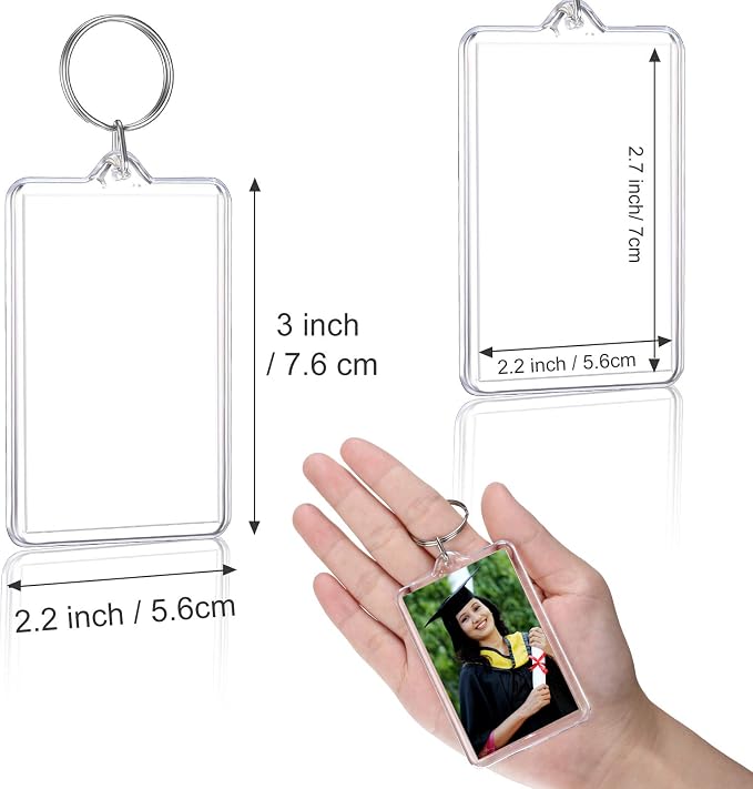 Yaomiao Acrylic Photo Frame Keychain Holder Photo Picture Insert Blank Keyring