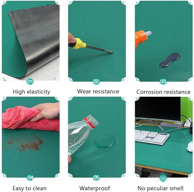 MYOYAY 23.6" x 118" Rubber ESD Soldering Mat Roll 0.08" Thick Anti-Static High Temperature Workbench Mat Electrical Grounding Desk Pad for Workstation Soldering Electronics Circuit Board Repair